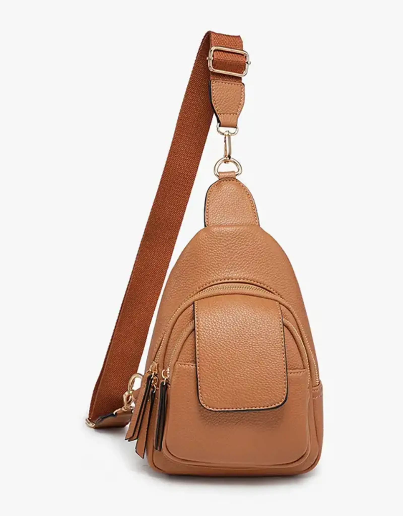 Jen & Co. Sophia Sling Bag w/Flapover Pocket, Mocha