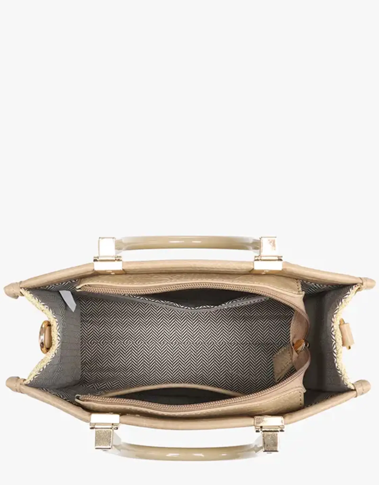 Jen & Co. Kaya Rattan Satchel Bag, Tan