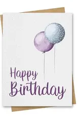 Paper Kuts Card, Blue & Purple Balloons Birthday