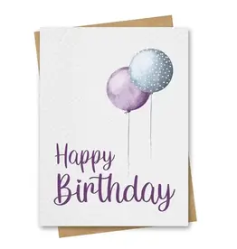 Paper Kuts Card, Blue & Purple Balloons Birthday