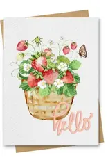 Paper Kuts Card, Watercolor Strawberry Hello