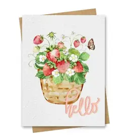 Paper Kuts Card, Watercolor Strawberry Hello