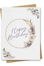 Paper Kuts Card, Purple Floral Happy Birthday