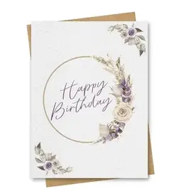 Paper Kuts Card, Purple Floral Happy Birthday
