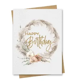 Paper Kuts Card, Floral & Pampas Happy Birthday