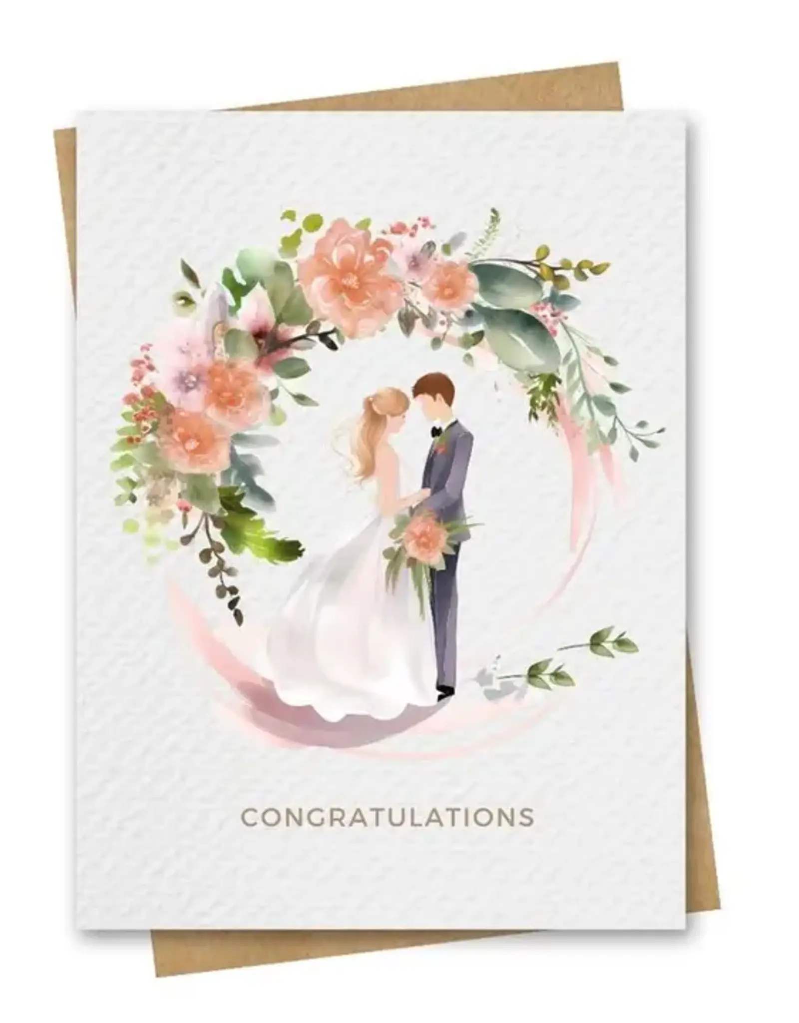 Paper Kuts Card, Congratulations Peach Floral Wedding