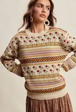 Listicle Fair Isle Floral Knit Sweater