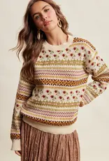 Listicle Fair Isle Floral Knit Sweater