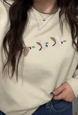 Blonde Ambition Embroidered Flying Mallards Crewneck