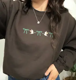 Blonde Ambition Embroidered Mallards & Bows Crewneck