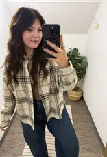 Blu Pepper Plaid Button Down Boxy Long Sleeve