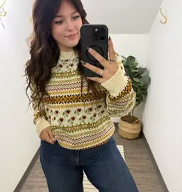 Listicle Fair Isle Floral Knit Sweater