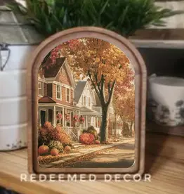 Redeemed Decor Arch Top Framed Art, Autumn Street