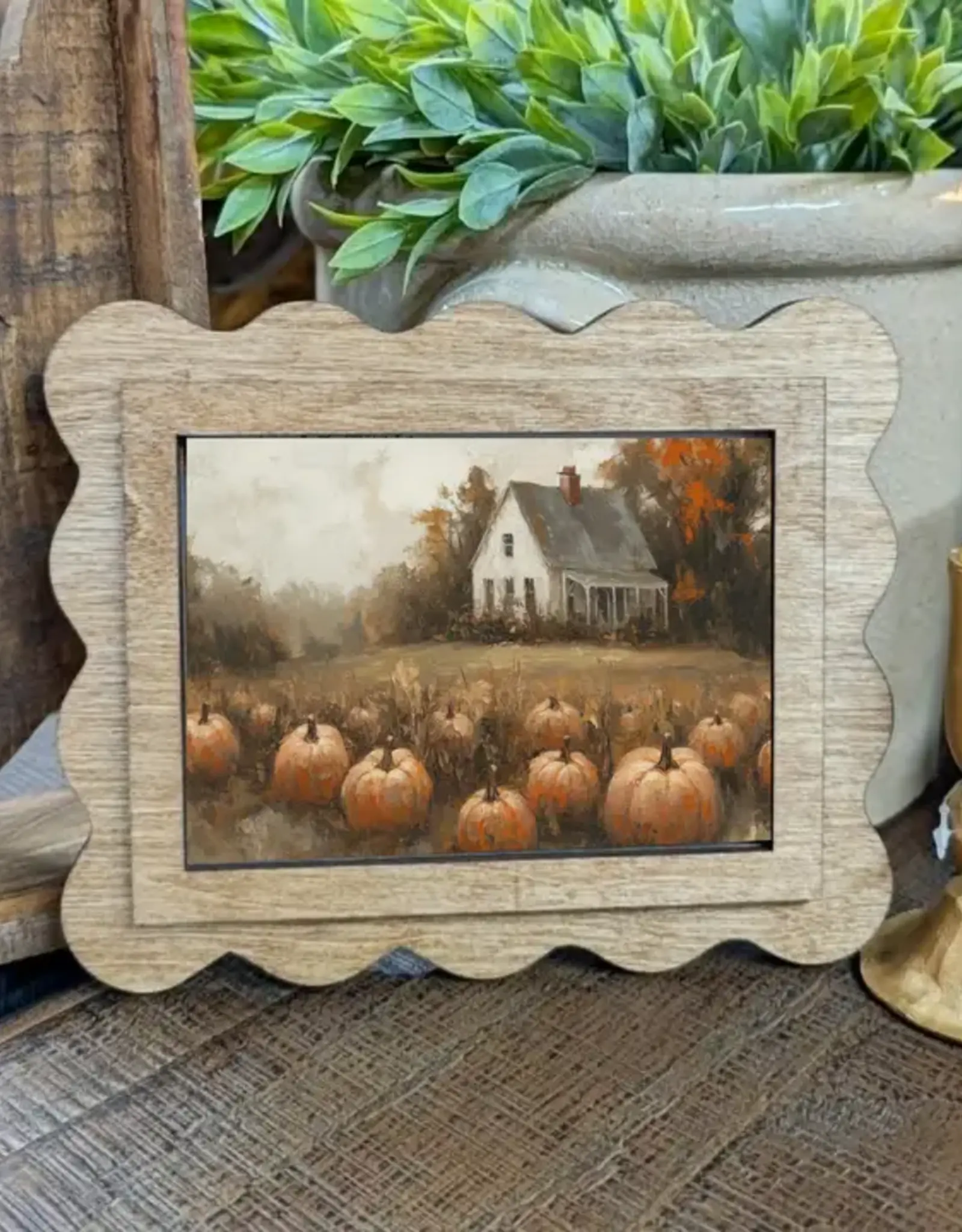 Redeemed Decor Scalloped Framed Art, Pumpkin Farmhouse 6x8"