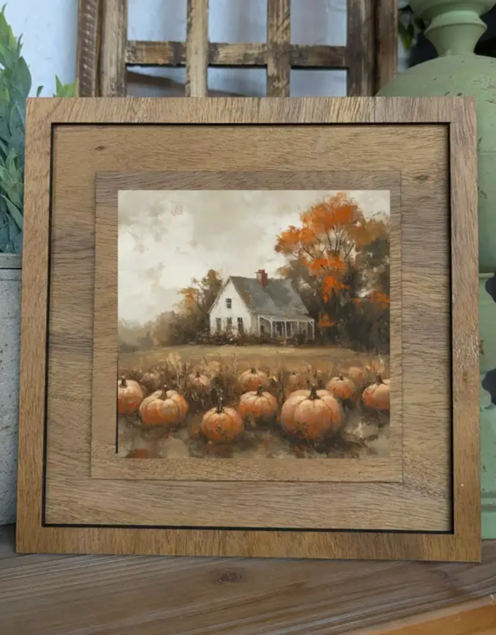 Redeemed Decor Square Framed Art, Pumpkin Farmhouse