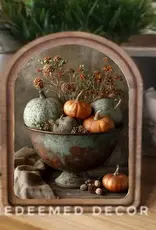 Redeemed Decor Arch Top Framed Art, Pumpkin In Bowl