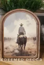 Redeemed Decor Arch Top Framed Art, Cattle Drive 8 x 11"