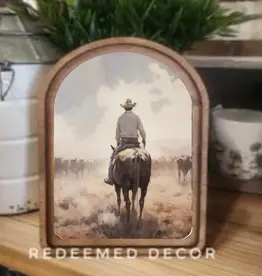 Redeemed Decor Arch Top Framed Art, Cattle Drive 8 x 11"