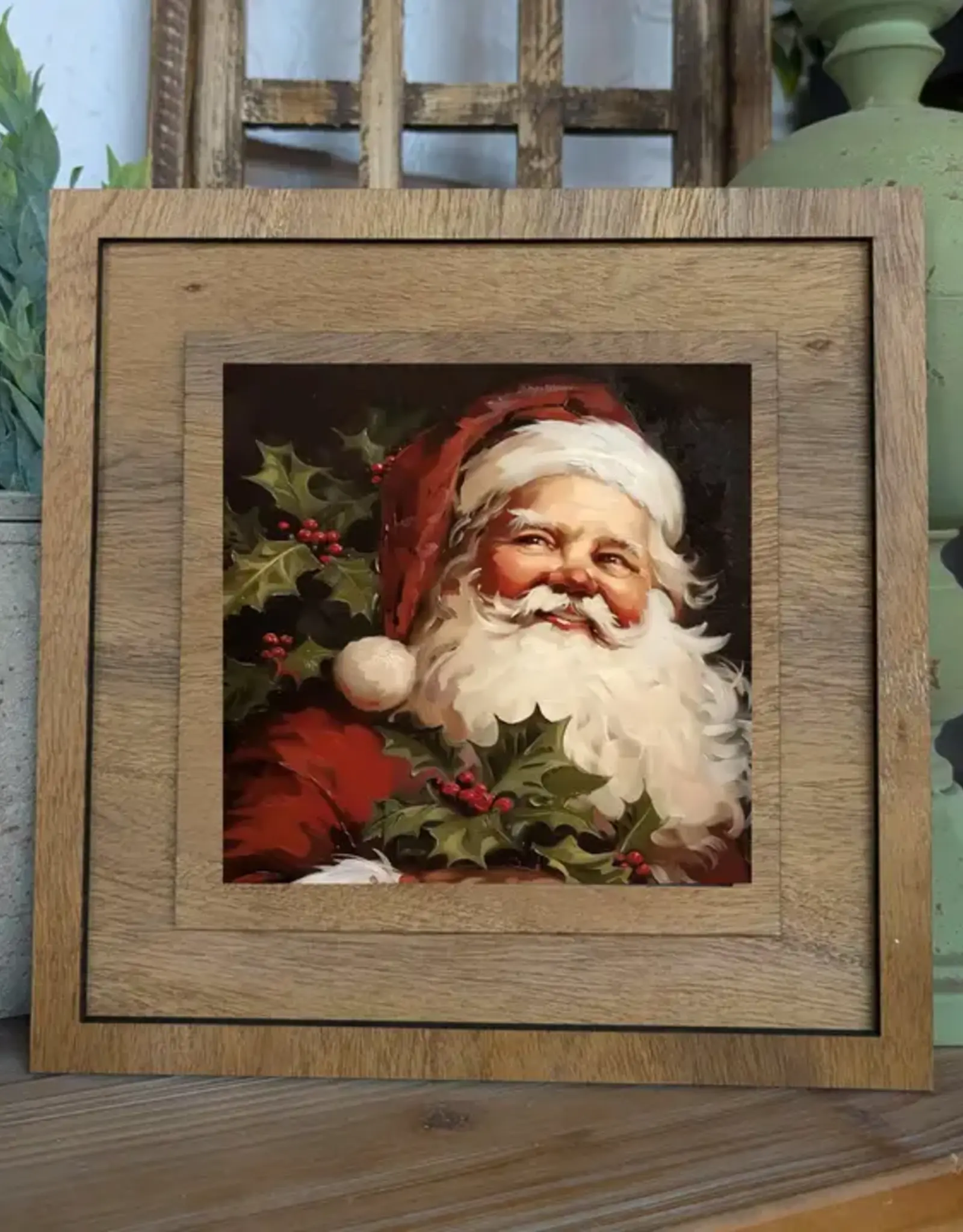Redeemed Decor Square Framed Art, Vintage Santa