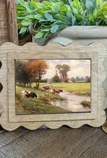 Redeemed Decor Scalloped Framed Art, Pasture Stream 6x8"