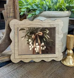 Redeemed Decor Scalloped Framed Art, Snowberries 6x8"