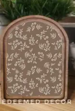 Redeemed Decor Arch Top Framed Art, Brown Leaf Pattern 8x11"