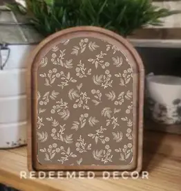 Redeemed Decor Arch Top Framed Art, Brown Leaf Pattern 8x11"