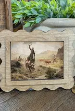 Redeemed Decor Scalloped Framed Art, Southwest Cowboy 6x8"