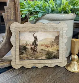 Redeemed Decor Scalloped Framed Art, Southwest Cowboy 6x8"