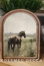 Redeemed Decor Arch Top Framed Art, Horse Painting