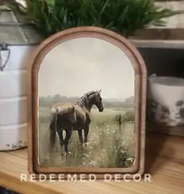 Redeemed Decor Arch Top Framed Art, Horse Painting