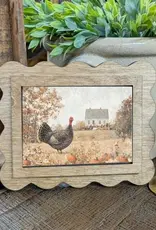 Redeemed Decor Scalloped Framed Art, Thanksgiving Turkey 6x8"