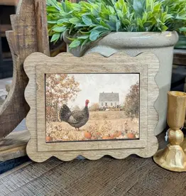 Redeemed Decor Scalloped Framed Art, Thanksgiving Turkey 6x8"