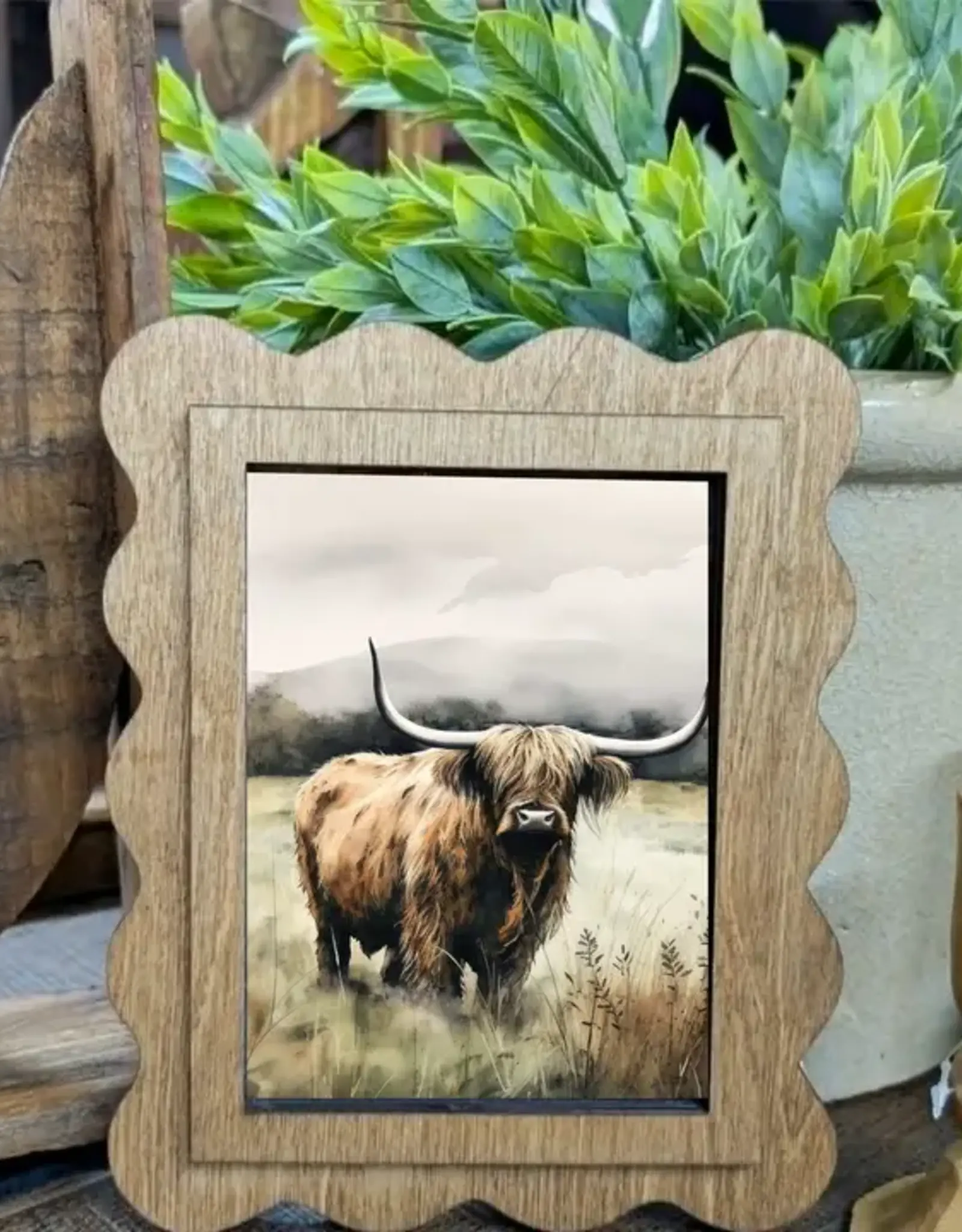 Redeemed Decor Scalloped Framed Art, Highland Painting 6x8"