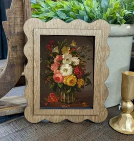Redeemed Decor Scalloped Framed Art, Vintage Dark Floral 6x8"