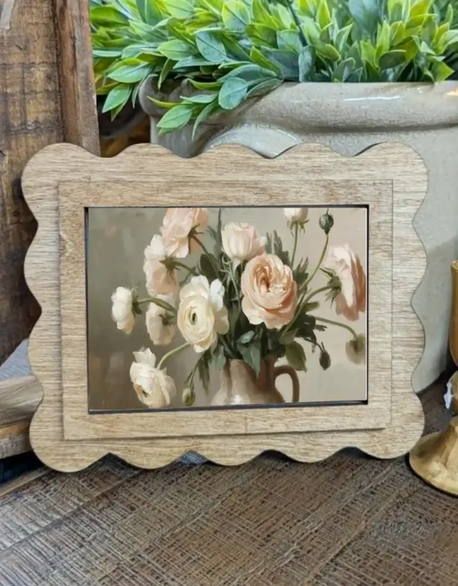 Redeemed Decor Scalloped Framed Art, Ranunculus 6x8"