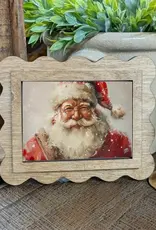 Redeemed Decor Scalloped Framed Art, Snowy Santa 6x8"