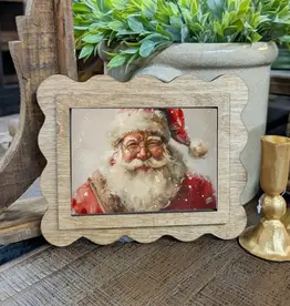 Redeemed Decor Scalloped Framed Art, Snowy Santa 6x8"