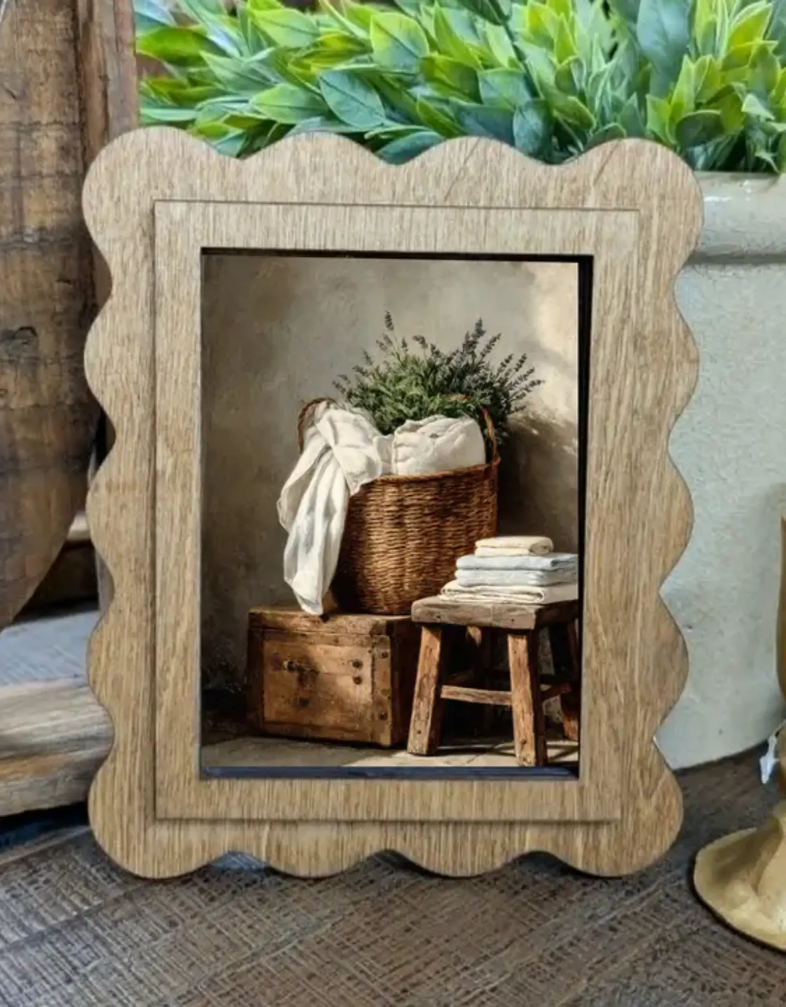 Redeemed Decor Scalloped Framed Art, Laundry Baskets 6x8"
