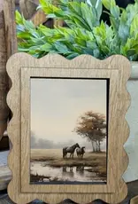 Redeemed Decor Scalloped Framed Art, Pasture Horses 6x8"