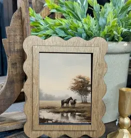 Redeemed Decor Scalloped Framed Art, Pasture Horses 6x8"