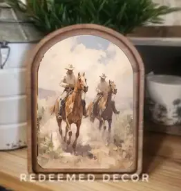 Redeemed Decor Arch Top Framed Art, Cowboys