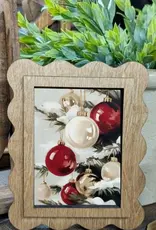 Redeemed Decor Scalloped Framed Art, Red White Ornament 6x8"