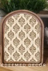Redeemed Decor Arch Top Framed Art, Brown Antique Floral 8x11"