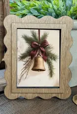 Redeemed Decor Scalloped Framed Art, Christmas Bell 6x8"