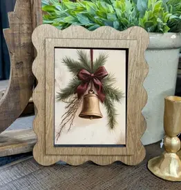 Redeemed Decor Scalloped Framed Art, Christmas Bell 6x8"