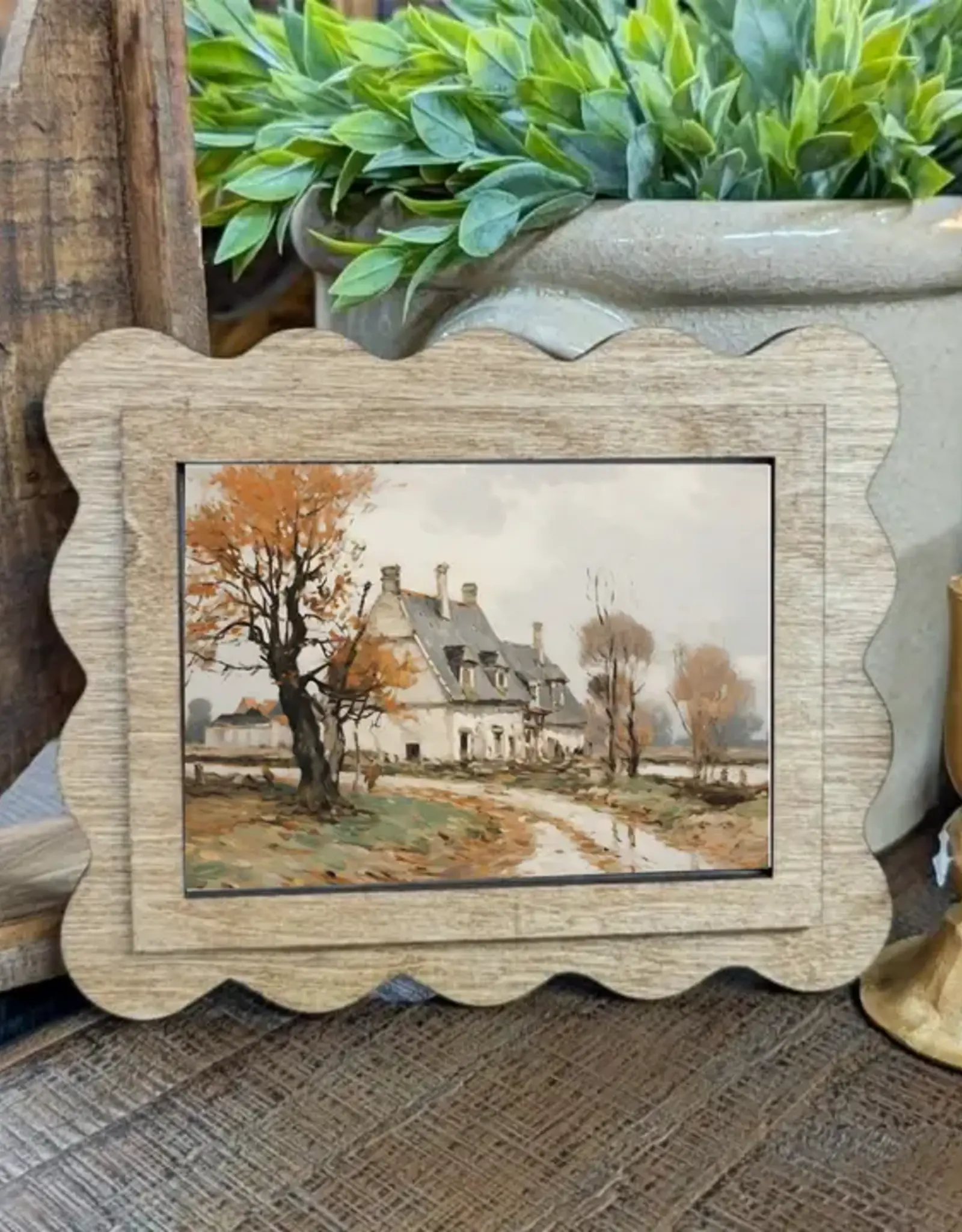 Redeemed Decor Scalloped Framed Art, Fall Farmhouse 6x8"