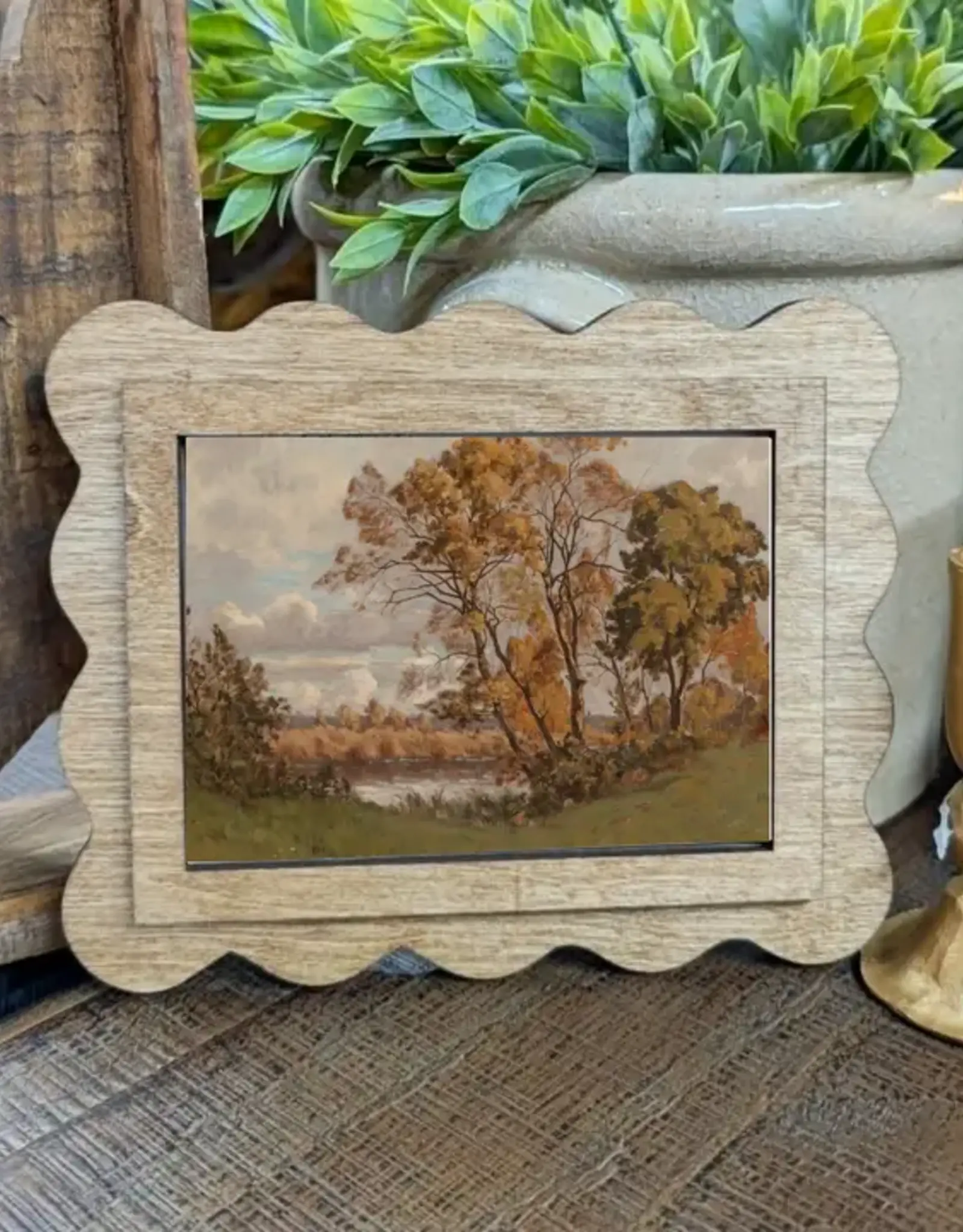 Redeemed Decor Scalloped Framed Art, Fall Landscape 6x8"