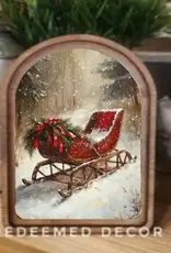 Redeemed Decor Arch Top Framed Art, Vintage Sleigh