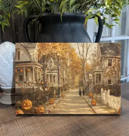 Redeemed Decor Mat Canvas Art 8x12, Halloween Street